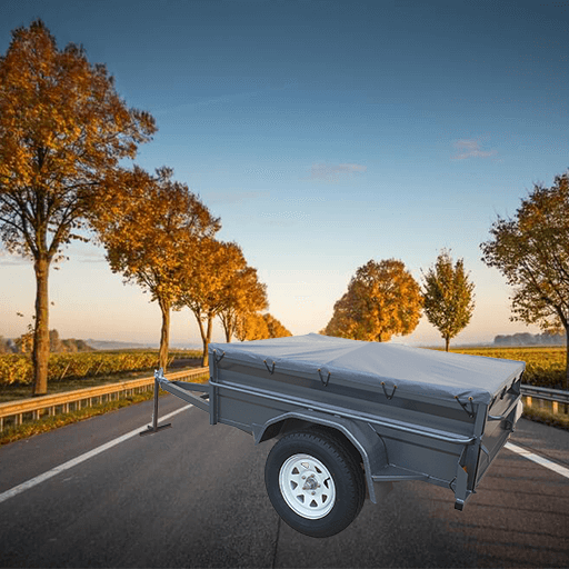 7Single axle heavy duty high side box trailer with flat PVC cover. (AUBOX06)